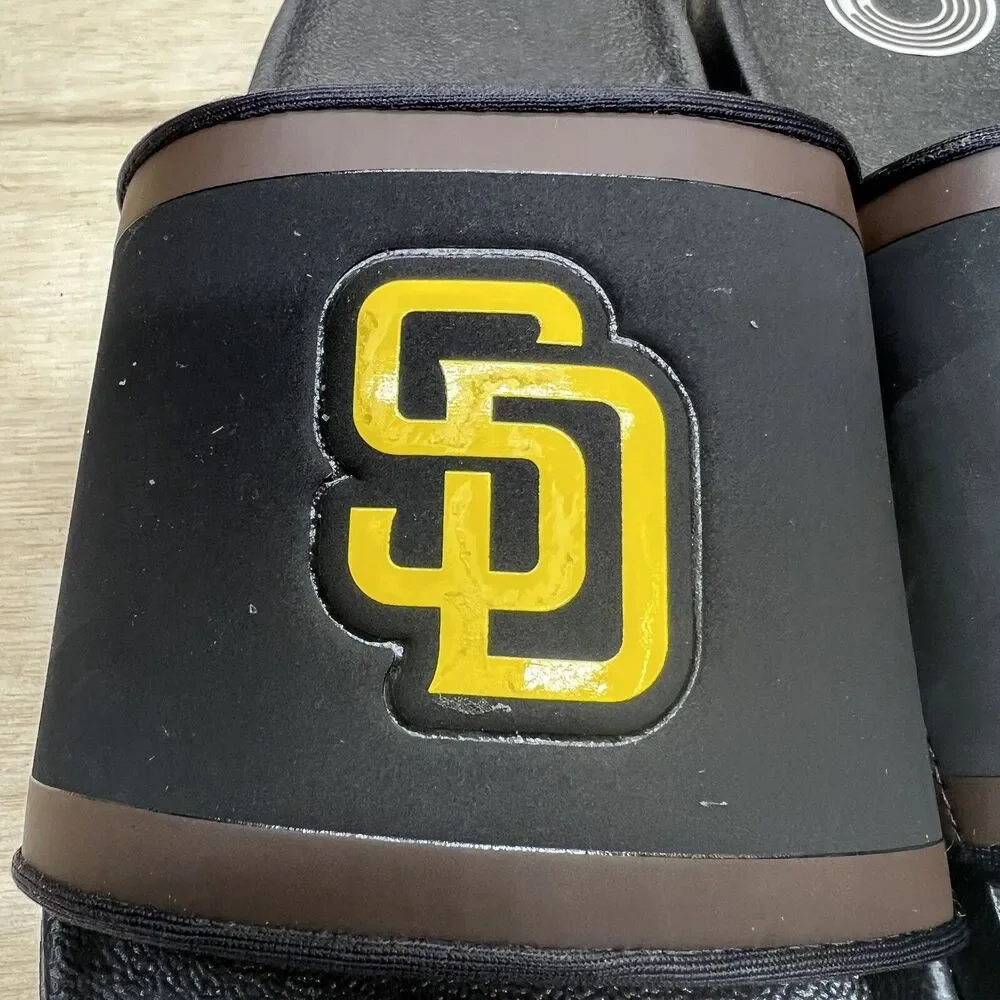 NEW sz 10 San Diego Padres Nike Offcourt Slide Sandals Black